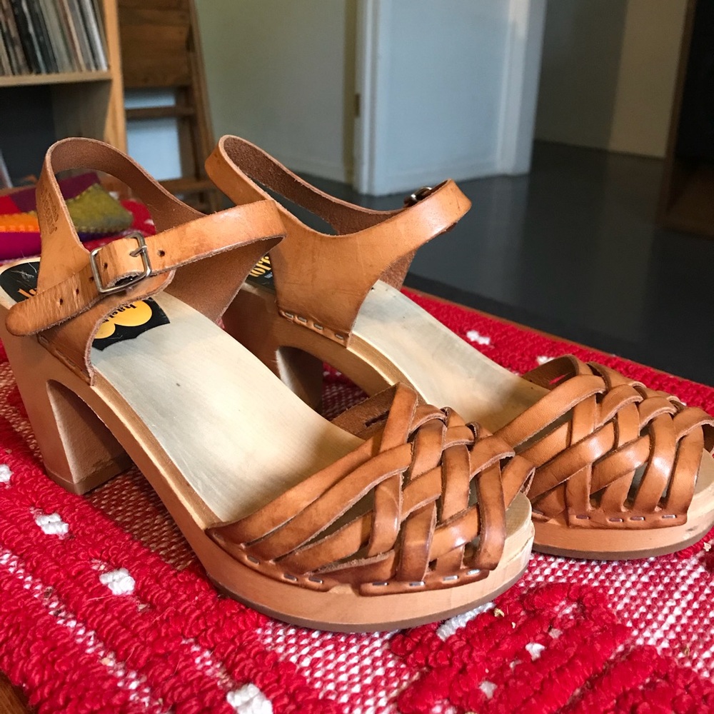 Swedish Hasbeens Braided Sky High Clog size 7.5/8